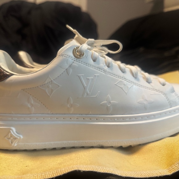 Louis Vuitton White Embossed Sneakers - Picture 1 of 11